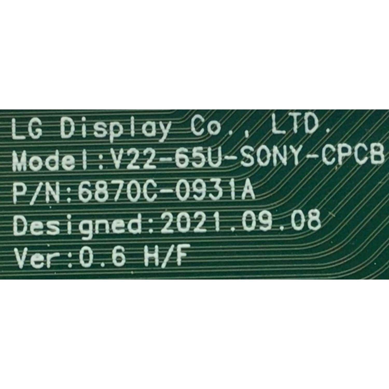 T-CON ORIGINAL PARA TV SONY BRAVIA / NUMERO DE PARTE 7011A / 6871L-7011A / 6870C-0931A / LE550PQL (HQ)(A1) / V22-65U-SONY-CPCB / PANEL YDCM055UNG01 / MODELO XR-55A80K / XR55A80K / XR-55A80CK / XR55A80CK - Imagen 3